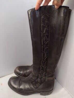 Free Lance Black Leather Tall Equestrian Boots Pull On Women B18